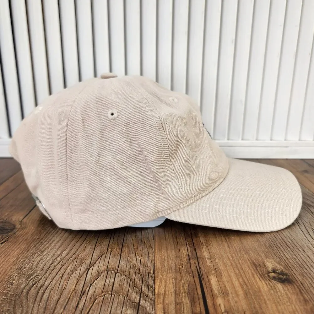 US Polo Assn Dad Hat Beige Embroidered Double Horseman Strapback Baseball Cap